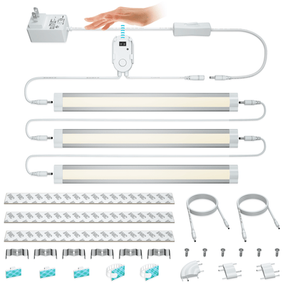 3-Bar 12" Warm White CabiSensor Lights Kit - LAMPAOUS  |  Make Light Smart